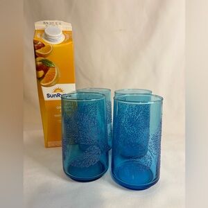 4- Libbey, mid-century modern, blue/teal drinking glasses